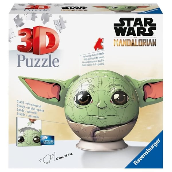 Ravensburger 3D Puslespilskugle 72 brikker Star Wars Mandalorian Grogu_NN