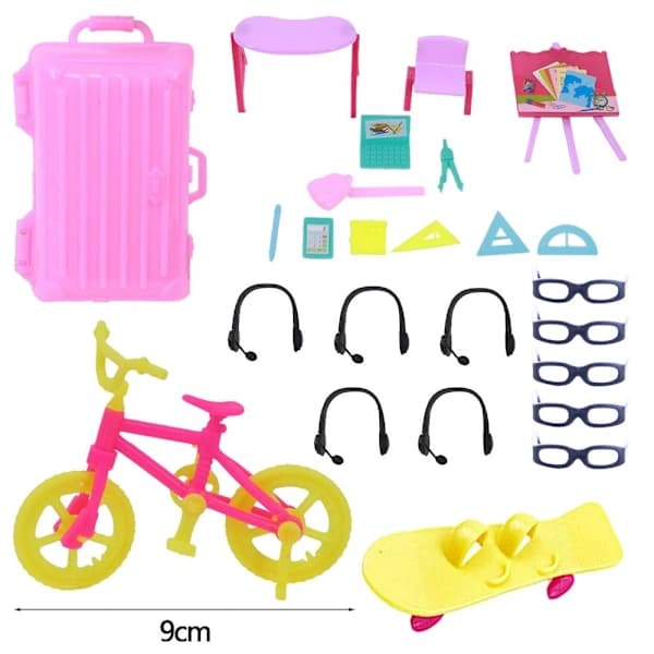 1 Sett Tilfeldige Dukke Klær Tilbehør Klessko Trunk 19PCS-B 19PCS-B