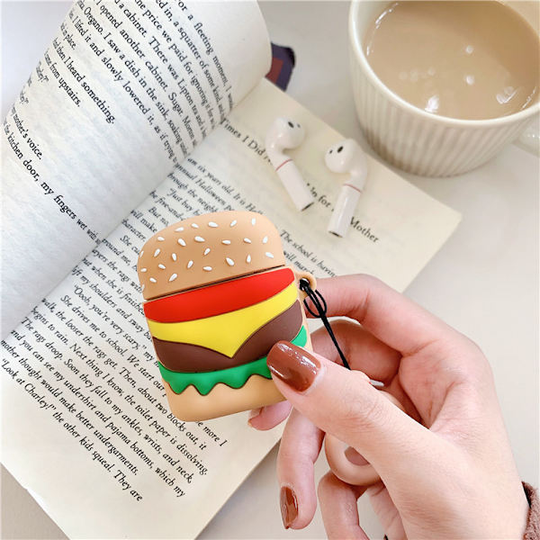 Söpö Burger-sarjakuva minilaukku sormilenkillä AirPods 1&2 -kuorelle
