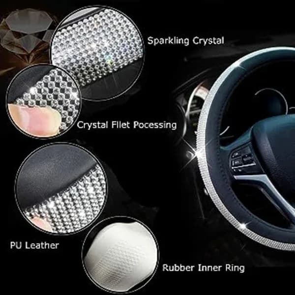 NA/ Diamant Läder Rattöverdrag med Bl Bl, A