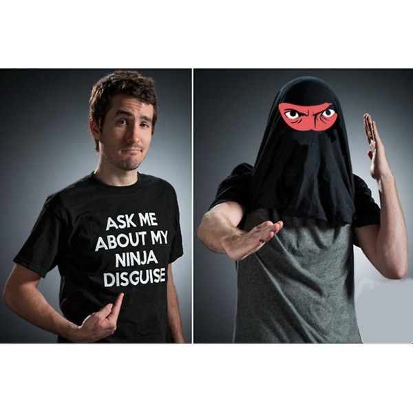 My Ninja Disguise New Exotic Ninja T-shirt Flip Funny Mask Kortärmad XXXXL Little Red