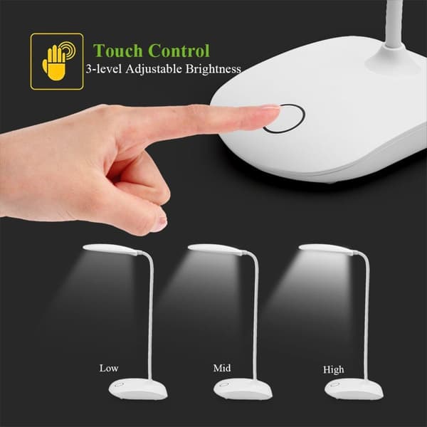 LED Table Lamp Swivel, Dimmable, Battery Operated White 206