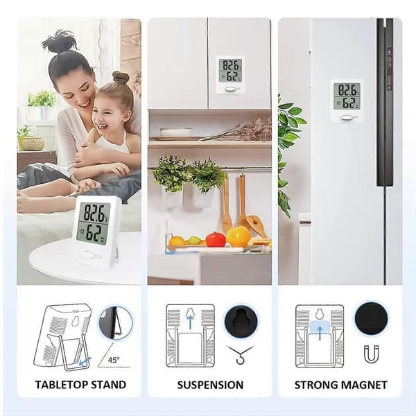 1 pc Temperature and Humidity Meter Indoor Thermometer Connected White, 1.5\" LCD Screen