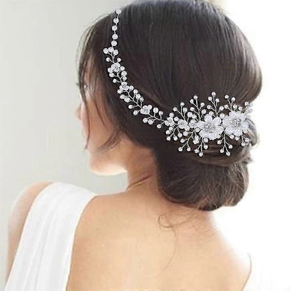 Hårtilbehør tiara perle krystal brudehårbånd hårtilbehør til bryllups elegance