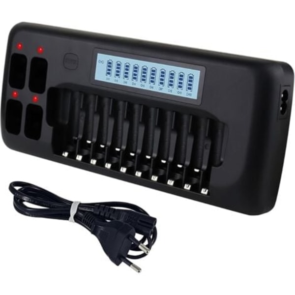 CCYKXA LCD Batteriladdare - 14 Fack Universal Smart Batteriladdare för AA/AAA Ni-MH Batterier med Urladdningsfunktion/NC/