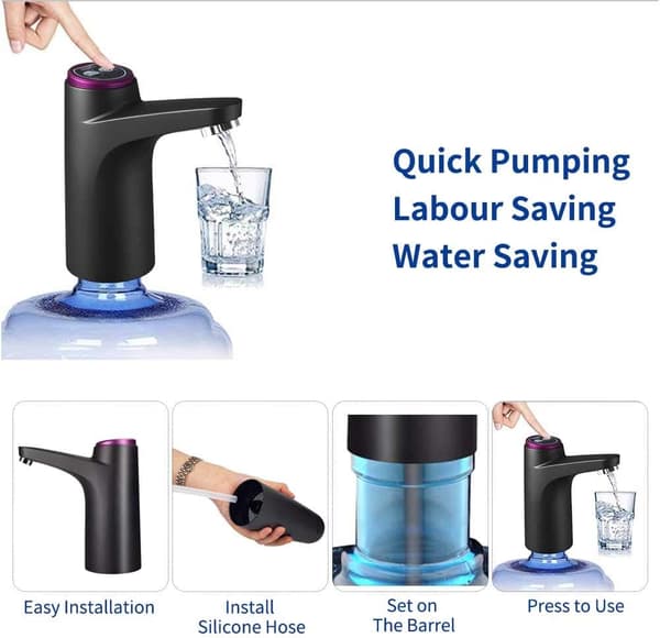 Elektrisk vattenpump, USB-laddning, automatisk vattendispenser för universal 3-5 gallon flaskor_QUU