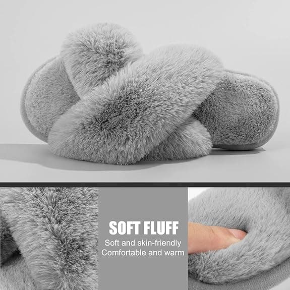 Slippers - Dame slippers med krydsbånd - Grå