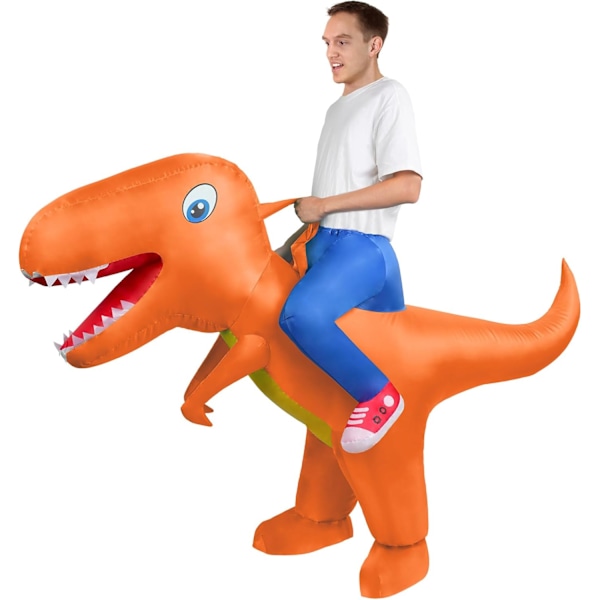 Oppustelig Kostume Oppustelig Ride-on Dinosaur Kostume Sjovt Oppusteligt Kostume Halloween Kostumer_NA Orange big-headed dinosaur Adult