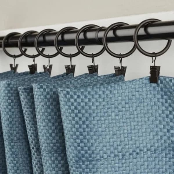 Gardinringe med klemmer sorte 20 stykker