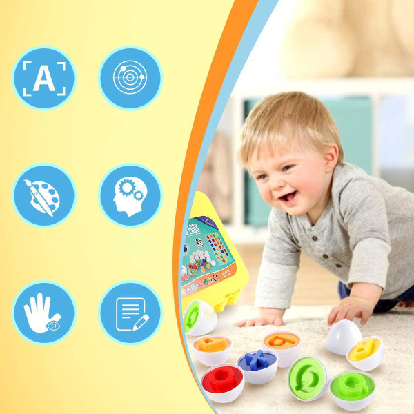 26st bokstäver Robust matchande äggleksak för toddler, alfabetpussel