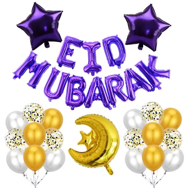 Eid Mubarak -ilmapallot, kirjainfoliopallot, KULTA