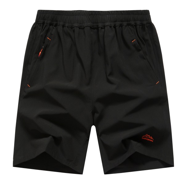 Shorts för män, snabbtorkande med dragkedja Black 8XL