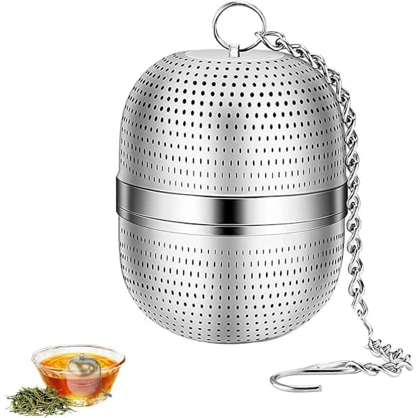Teesi i rustfrit stål - Tefilter - Teesi af rustfrit stål 304 - med kæde - Velegnet til tekopper/tekander/kedler