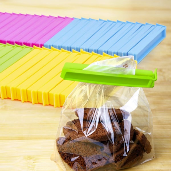30 Plastpåseförslutningsklämmor, 11 cm - Matpåsklämmor, Förslutningsklämmor för Frysning, Kök - Starka och Praktiska