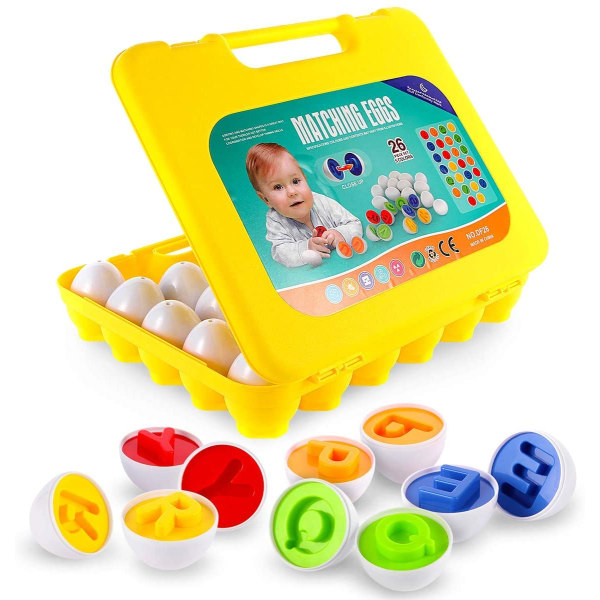 26st bokstäver Robust matchande äggleksak för toddler, alfabetpussel