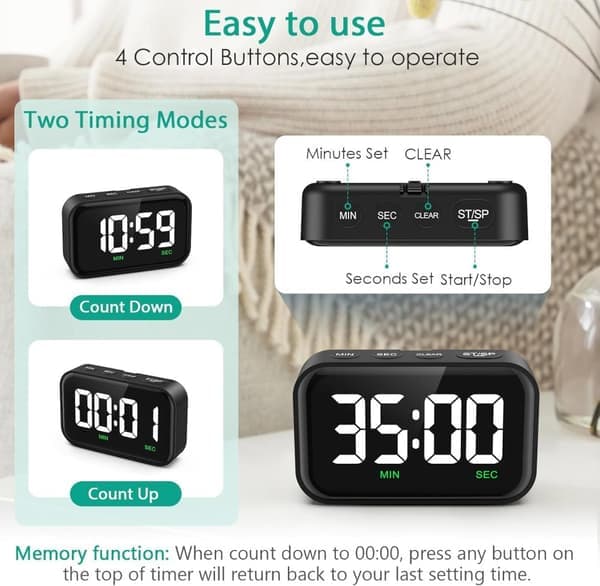 Køkkentimer - Digital køkkentimer - LED digital nedtællingstimer