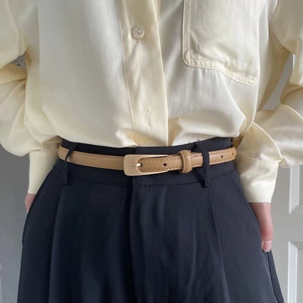 Läderbälte Metallspänne Midjeband KHAKI khaki