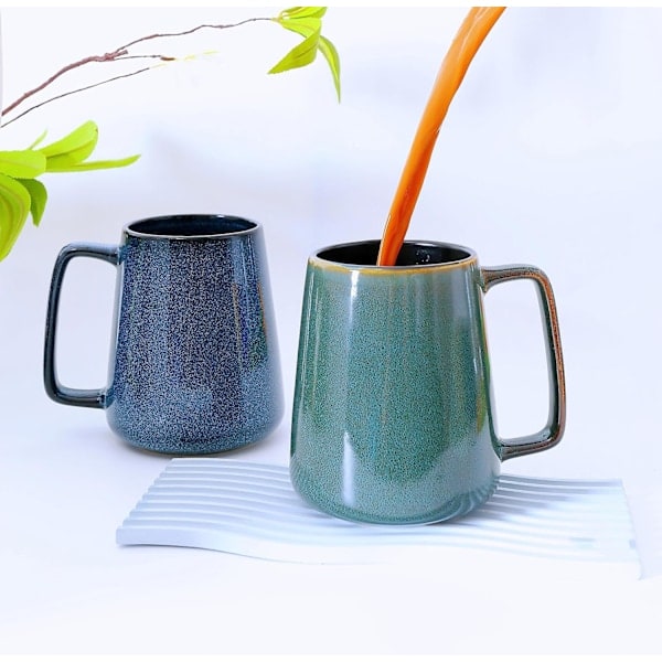[NT] 24oz Keramisk Kaffekopp, Stor Lattekopp, Tekopp, Slät Glasyr för Gröt Cappuccino Latte (Grön)