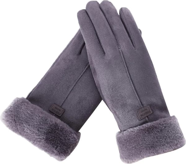 Handskar - Dam - Fleece - Pekskärm - Grå - One size - Jul - Vinter - Ull