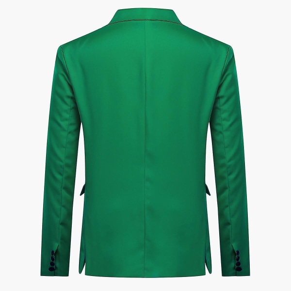 Herr Business Casual Klassisk Naggslag Dubbel Split Pure Color Enknapps kostymjacka 11 färger XL Green