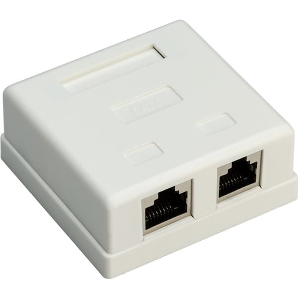 [NT] 2-portars RJ45-kopplingsdosa, CAT 6, STP, vit