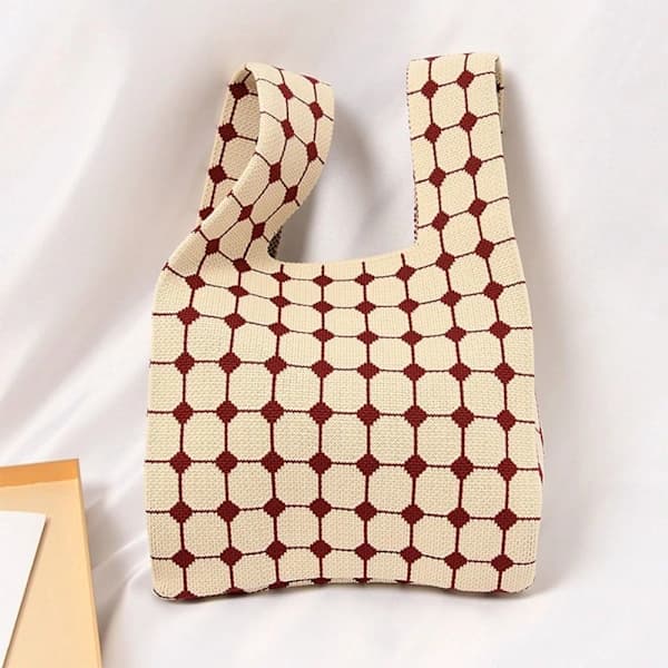 Strikket Håndtaske Tote Bag KAFFE kaffe