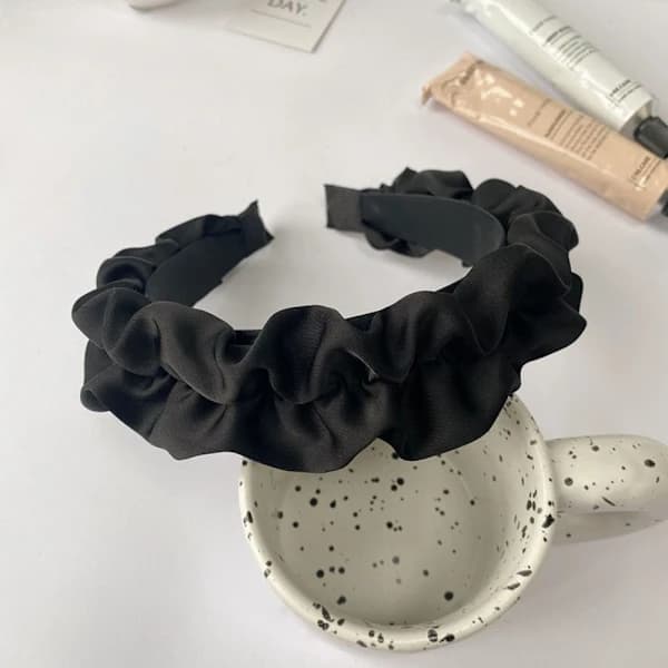 Hårbøjle Plisserede Hårbånd SORT BLACK
