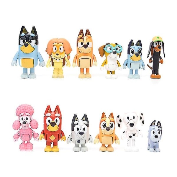 12 kpl Bluey Perhe ja Ystävät Toimintahahmot Malli Lelusetti Lasten Lahja