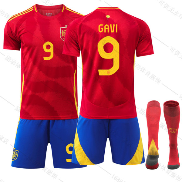 Gos- 2024 Spanien HOME EM fotbollströja 9 GAVI 9 GAVI 22