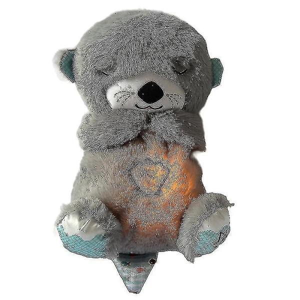Beroligende Otter Plyslegetøj Med Lys Og Lyd Nyfødt Babygave Valentinsdag（Beige）
