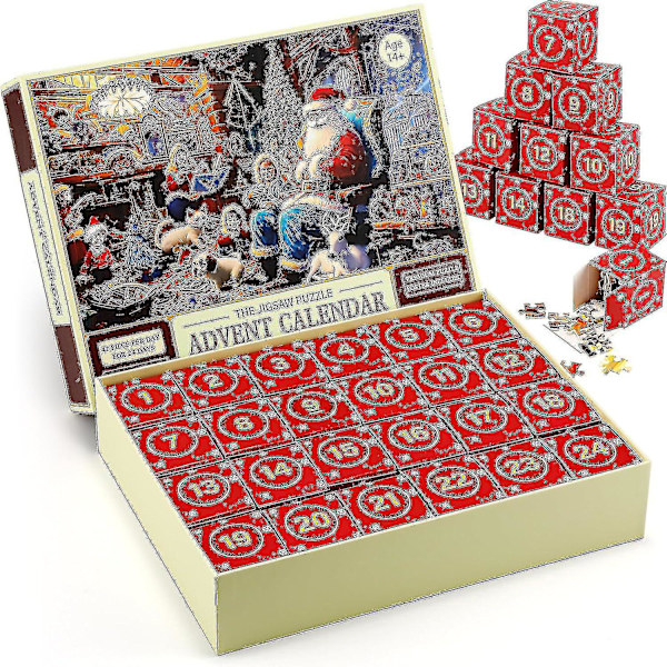 Pussel adventskalender 2023, 1008 pusselbitar 24 dagars julnedräkning