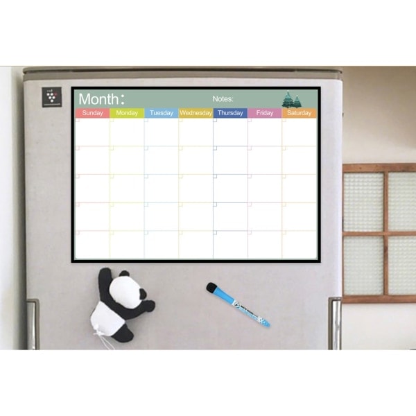 A3 Magnetisk Månadsplanerare Whiteboard Kylskåpsmagnet Veckovis Meddelande Ritning Kylskåp Anslagstavla_ NN