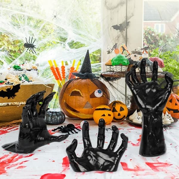 Livsstor skrämmande hand, 3-delars set - väggmonterad Halloweendekoration