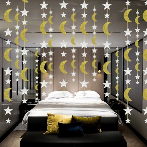 3 Sæt Eid Mubarak Dekoration Ramadan Banner GULD&SØLV 2M