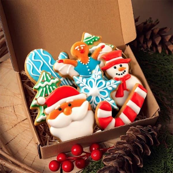 Julkakformar Set med 9 Delar, Metallformar för Vinterhelgen: Julgran, Snöflinga, Pepparkaksgubbe, Ängel, Stjärna, Vante, Godis...