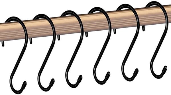 6-osainen S-koukku - koukut - säilytyskoukut - metallikoukut - rauta - musta
