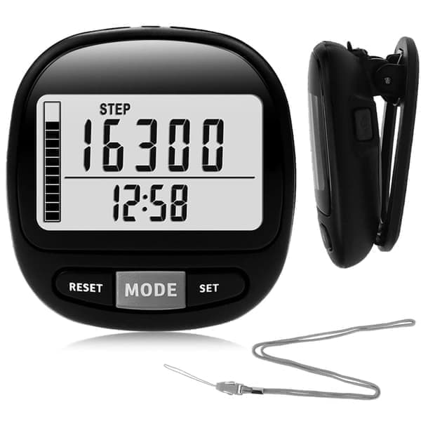 3D Pedometer with Large Display - Measures Steps, Distance & Calories with Detachable Clip for Exercise & Everyday Use