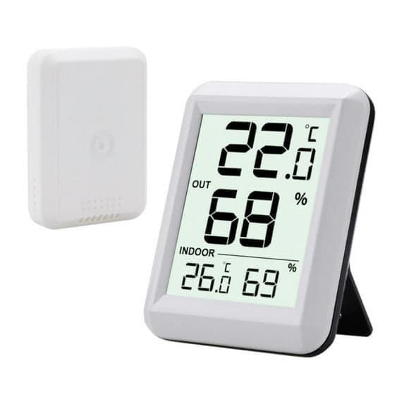 Trådlös termometer och hygrometer inomhus/utomhus Vit