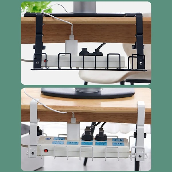 Cable Duct for Desk, Cable Management, Cable Organizer, Cable Basket Without Drilling, Extra Robust Cable Holder for Desk Management (White)