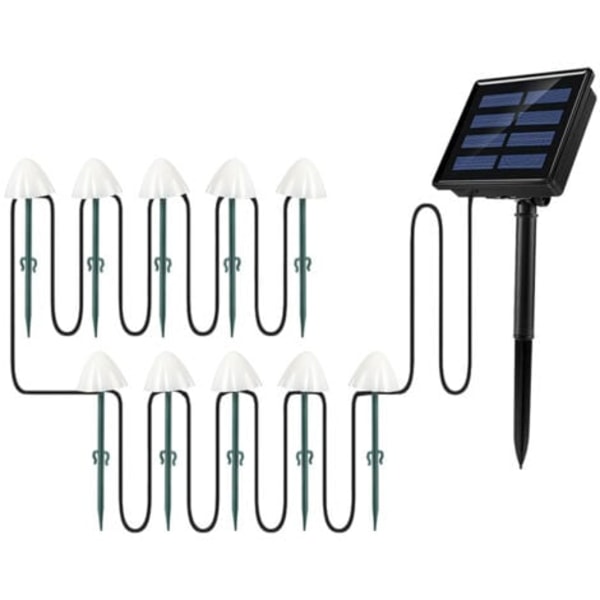 10 mini solcellsdrivna lysande svampar att sticka ner, varmvit LED-stigmarkörer, 3,8m/NC/