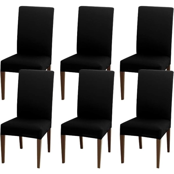 /Hc/Högstretchigt, avtagbart tvättbart överdrag för bröllop på hotellfester (6-pack, svart)