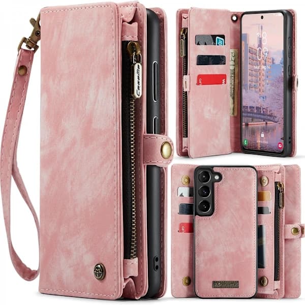 Multi-Slot, 2 i 1, Plånboksfodral, Galaxy S24 Plus, Rosa