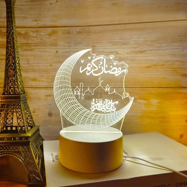 Akryl Natlampe Eid Mubarak Ramadan Kareem Dekoration