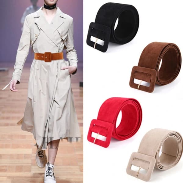 Sammetbälte Fyrkantsnål Spänne Midjeband BEIGE beige
