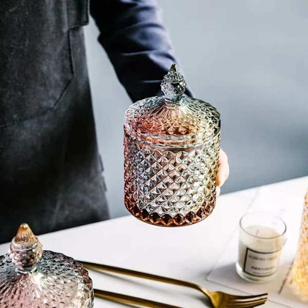 300/600ML glasförvaring konserveringsburk diamantgodislåda GULD 600ML guld 600ml-600ml