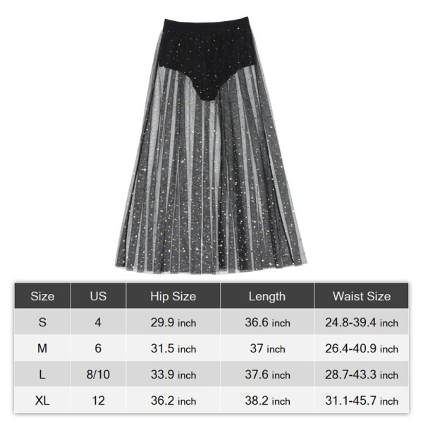 2 i 1 Galaxy Mesh Skjørt Maxiskjørt SVART MM Black M-M