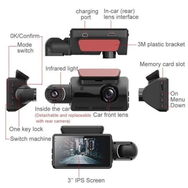 Bil DVR Bilkamera Doble linser