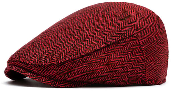 Herre Flat Cap, Pustende Polyester Med Bomullsfôr, Klassisk Sommerhatt For Daglig Bruk, Vinrød, L (56 Til 58 Cm)
