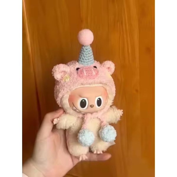 /NC/Kun Tøj 17cm Labubu Dukke Håndlavet Dekoration Klud Sweater Legetøj Klud Farverigt Sæt Labubu Tegneserie Kjole 17cm 26