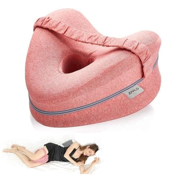 {NT} Knäkudde för sidosovare, Komfortabel benkudde, Ortopedisk benkudde i memory foam (rosa)